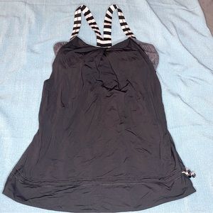 Lululemon athletics tops black white stripe restless run tank size 8